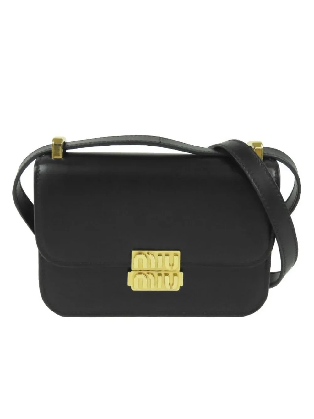Miu Miu Shoulder Bag Black Leather Logo